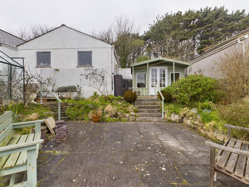 rear garden, garage and summerhouse